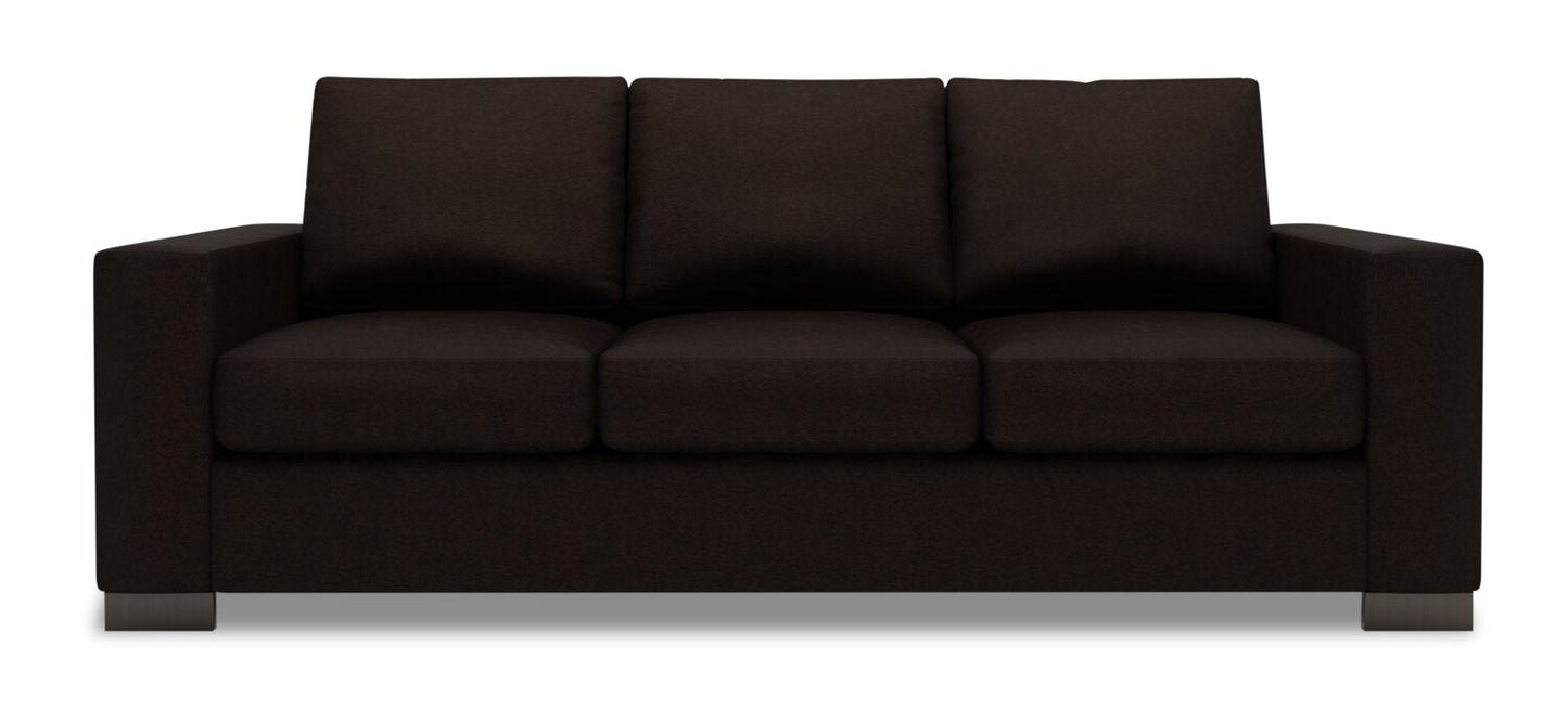 Made in Canada Customizable Sofa Lab Track 85" Chenille Fabric Sofa with Track Arms - Luxury Chocolate Brown | Sofa Track de Sofa Lab de 85 po fabriqué au Canada en tissu de chenille avec accoudoirs rectilignes - brun Luxury Chocolate | TR103293