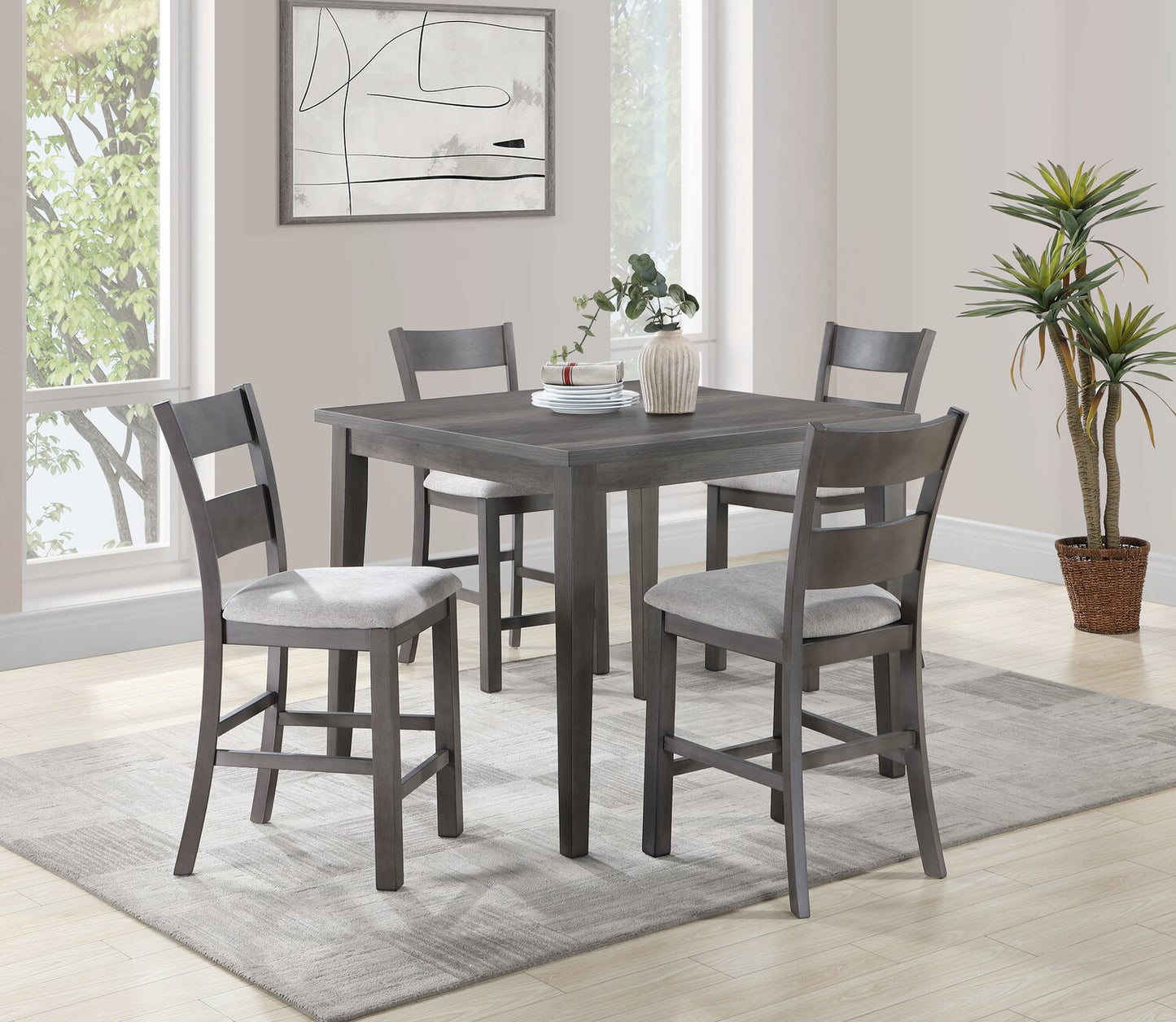 Krew Counter-Height Dining Table, Melamine, 42"W - Grey | Table de salle à manger Krew de 42 po (L) de hauteur comptoir en mélamine - grise