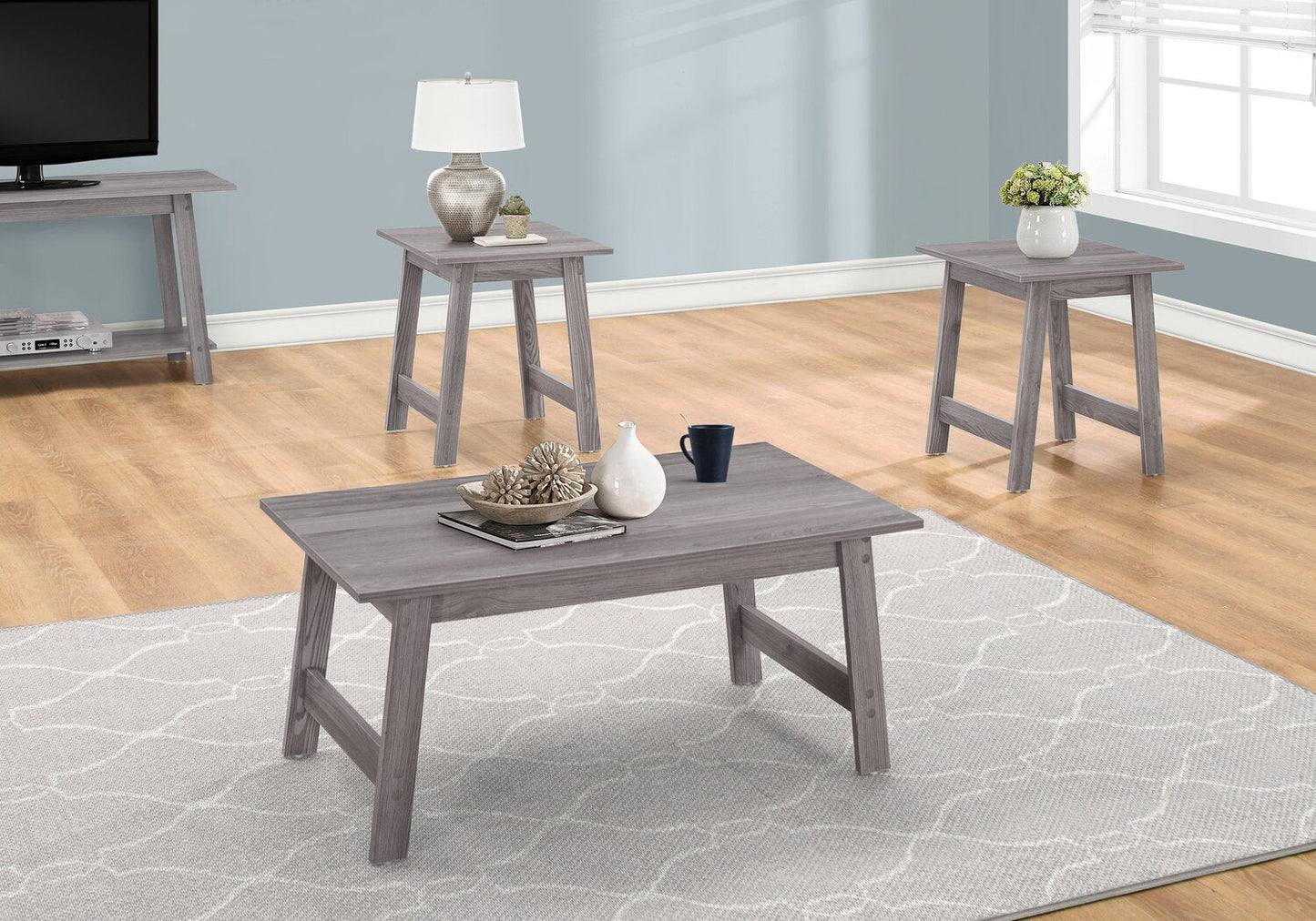 Jacey 36" Modern 3-Pack Coffee + 2 End Tables - Grey |Ensemble 3 tables modernes Jacey de 36 po (table à café et 2 tables de bout) - gris