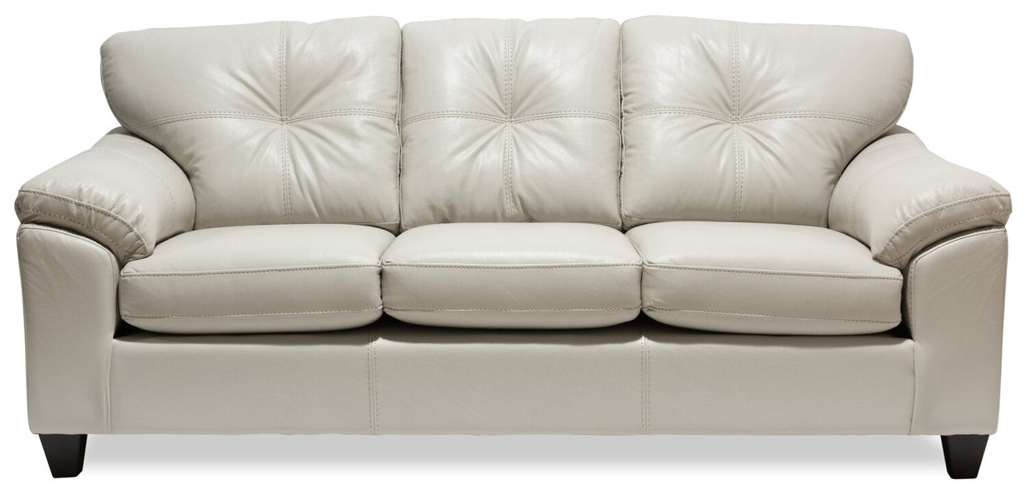 Made in Canada Addison 86" Leather-Look Fabric Sofa with Removable Seat Cushion and Tufting - Beige | Sofa Addison de 86 po fabriqué au Canada en tissu d’apparence cuir avec coussin de siège amovible et capitonnage - beige