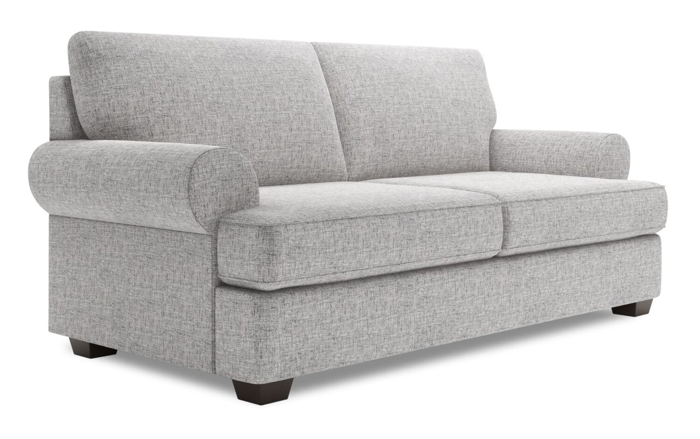 Made in Canada Customizable Sofa Lab Roll 76" Linen-Look Fabric Condo Size Sofa with Rolled Arms - Luna Domino Grey | Sofa Roll de Sofa Lab de 76 po de format condo fabriqué au Canada en tissu d’apparence lin - gris Luna Domino | RO092191
