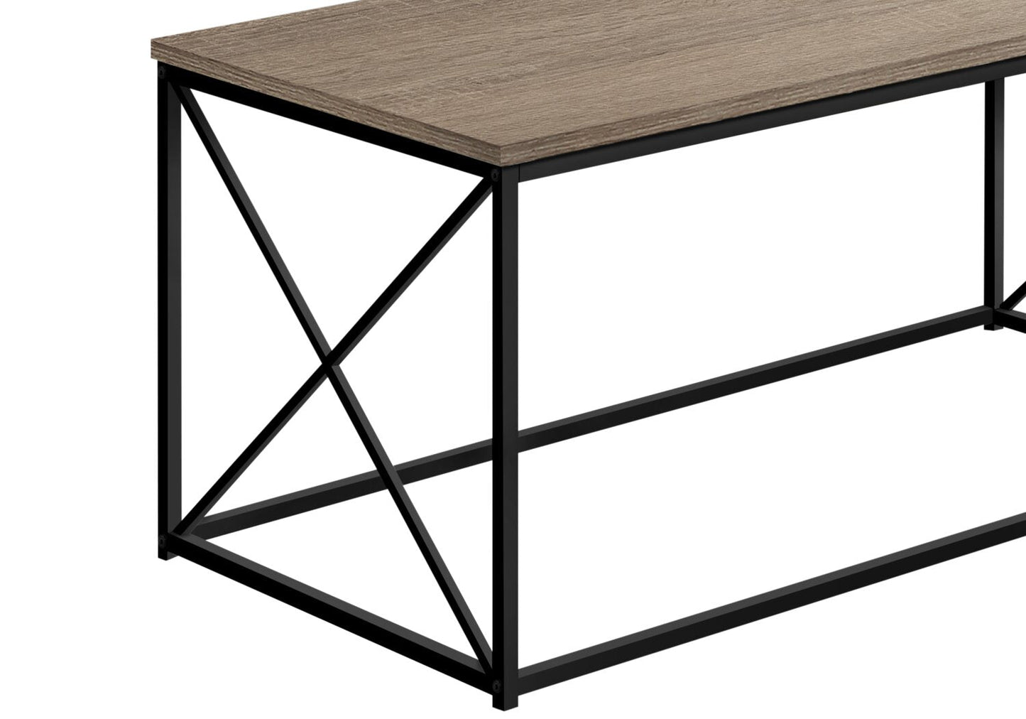 Millie 40.5" Modern Coffee Table - Taupe with Black Metal Base|Table à café moderne Millie de 40,5 po - taupe avec base en métal noir