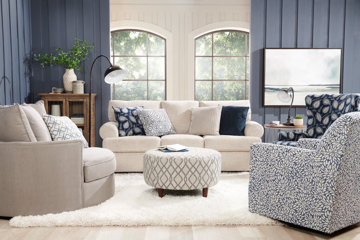 Made in Canada Customizable Sofa Lab Roll 86" Chenille Fabric Sofa with Rolled Arms - Luxury Sand Beige | Sofa Roll de Sofa Lab de 86 po fabriqué au Canada en tissu de chenille avec accoudoirs enroulés - beige Luxury Sand | RO103093