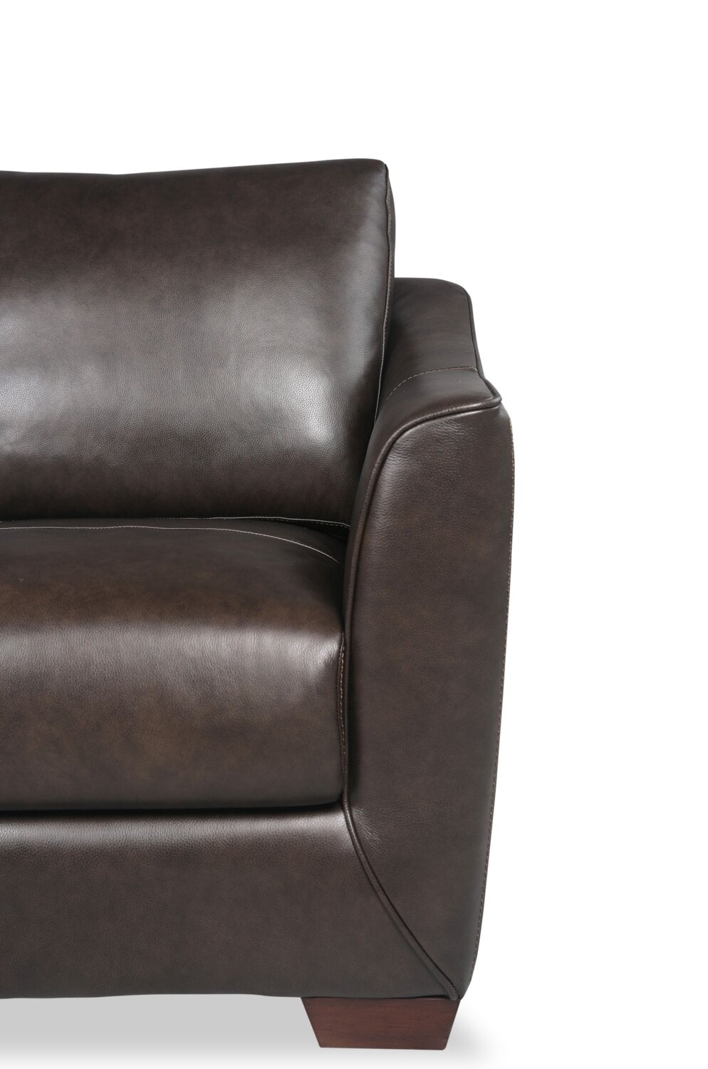 Cindy Crawford Home Royce 84" Genuine Leather Sofa with Removable Cushions and Wood Legs - Chocolate Brown | Sofa Royce de Cindy Crawford Home de 84 po en cuir véritable avec coussins amovibles et pattes en bois - brun chocolat