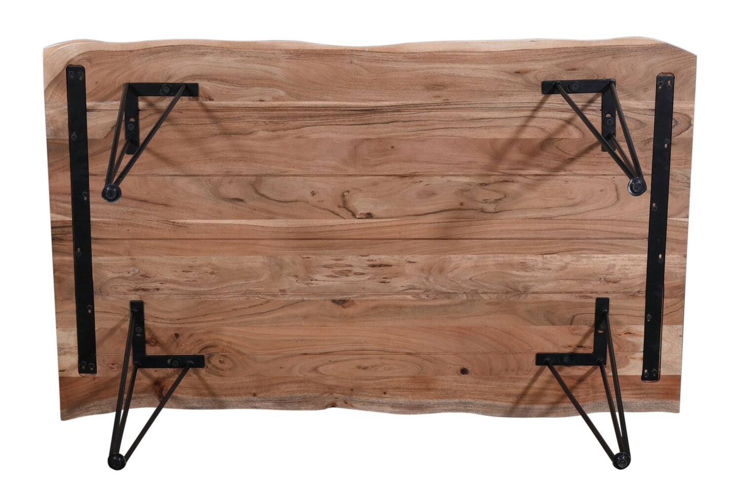 Miya Dining Table with Live Edge, Acacia Wood, Metal, 60"W - Natural | Table de salle à manger Miya de 60 po (L) en acacia et métal avec bordures Live Edge - naturelle