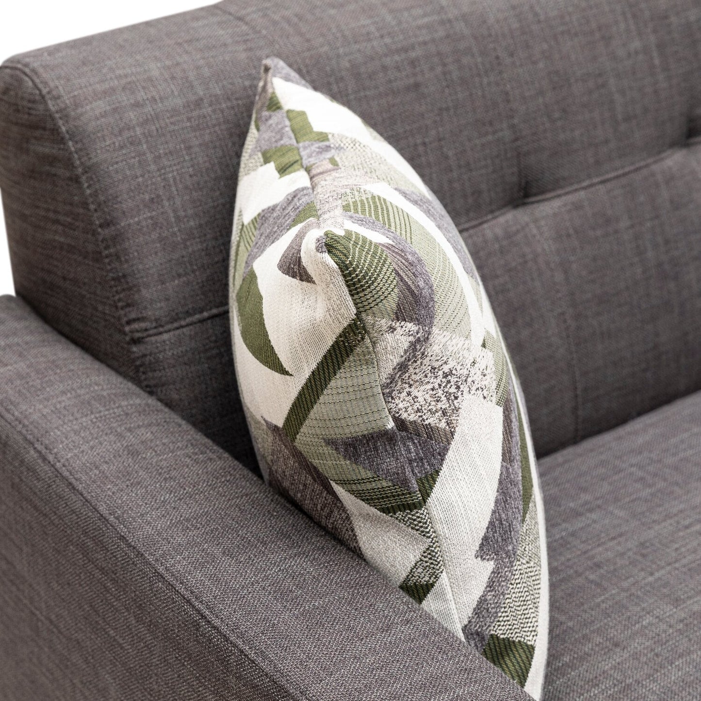 Kort & Co. Freeman 80” Linen-Look Fabric Condo Size Sofa with Wood Legs - Charcoal Grey | Sofa Freeman de Kort & Co. de 80 po de format condo en tissu d’apparence lin avec base et pattes en bois - gris anthracite