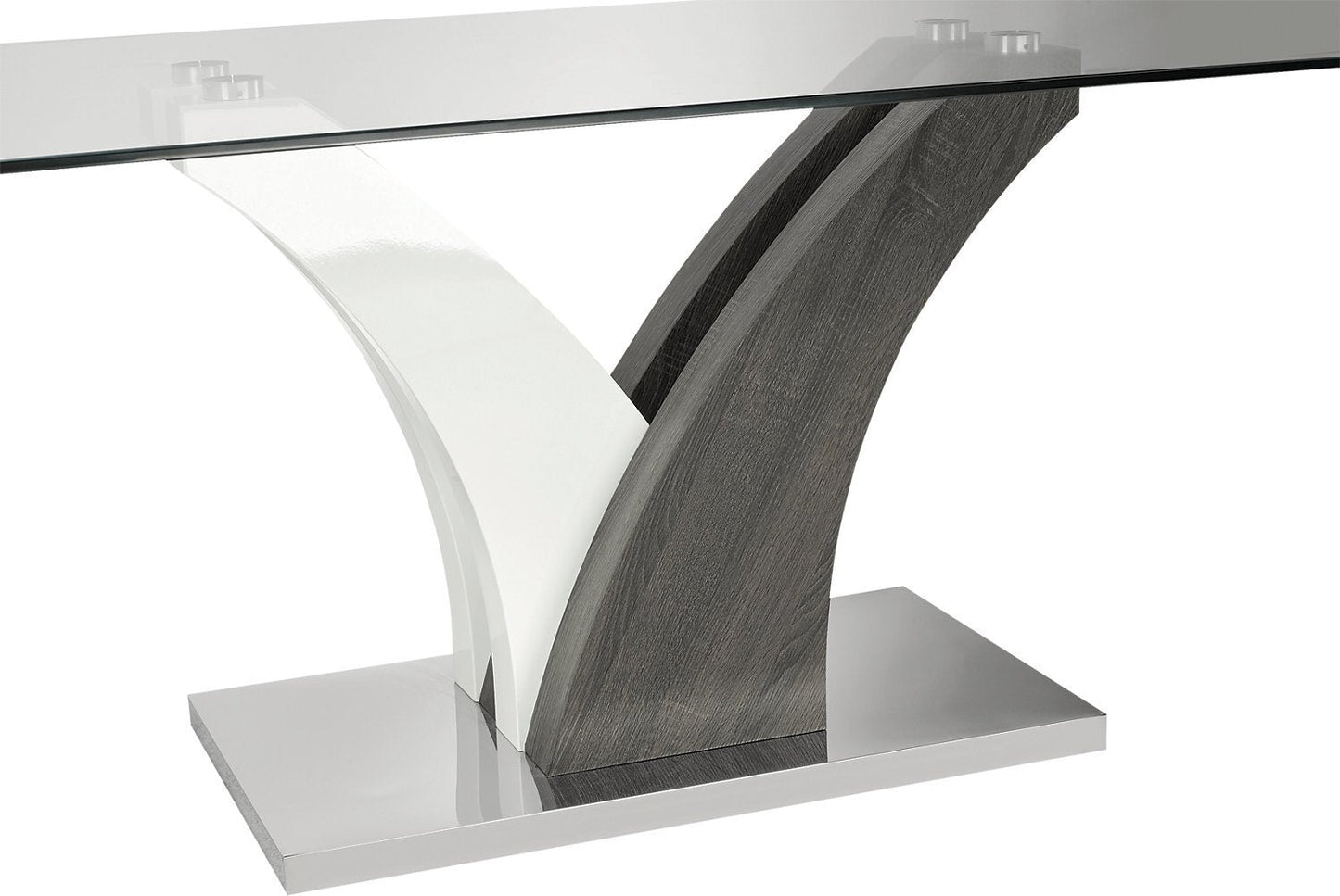 Tuxedo Dining Table with Glass Top, Pedestal Base, 72"W - Grey & White | Table de salle à manger Tuxedo de 72 po (L) avec dessus en verre et base piédestal - grise et blanche