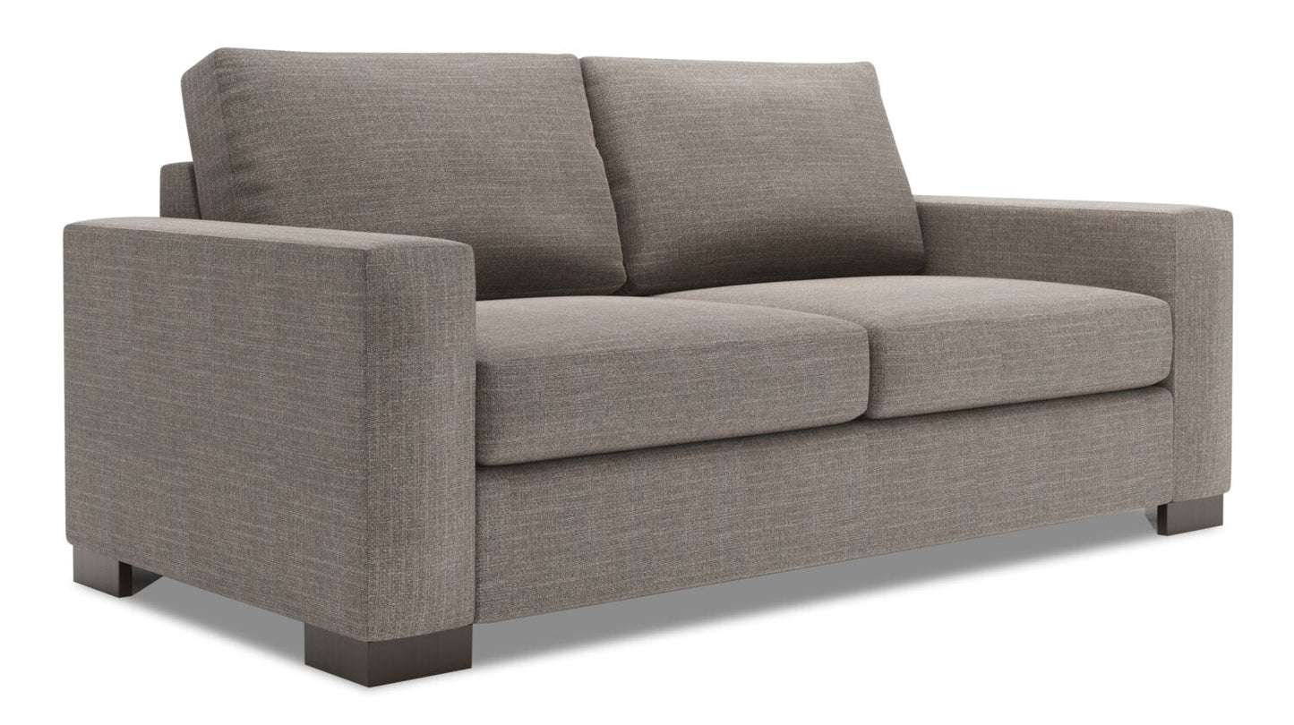 Made in Canada Customizable Sofa Lab Track 75" Linen-Look Fabric Condo Size Sofa with Track Arms - Luna Smoke Grey | Sofa Track de Sofa Lab de 75 po de format condo fabriqué au Canada en tissu d’apparence lin - gris Luna Smoke | TR092391