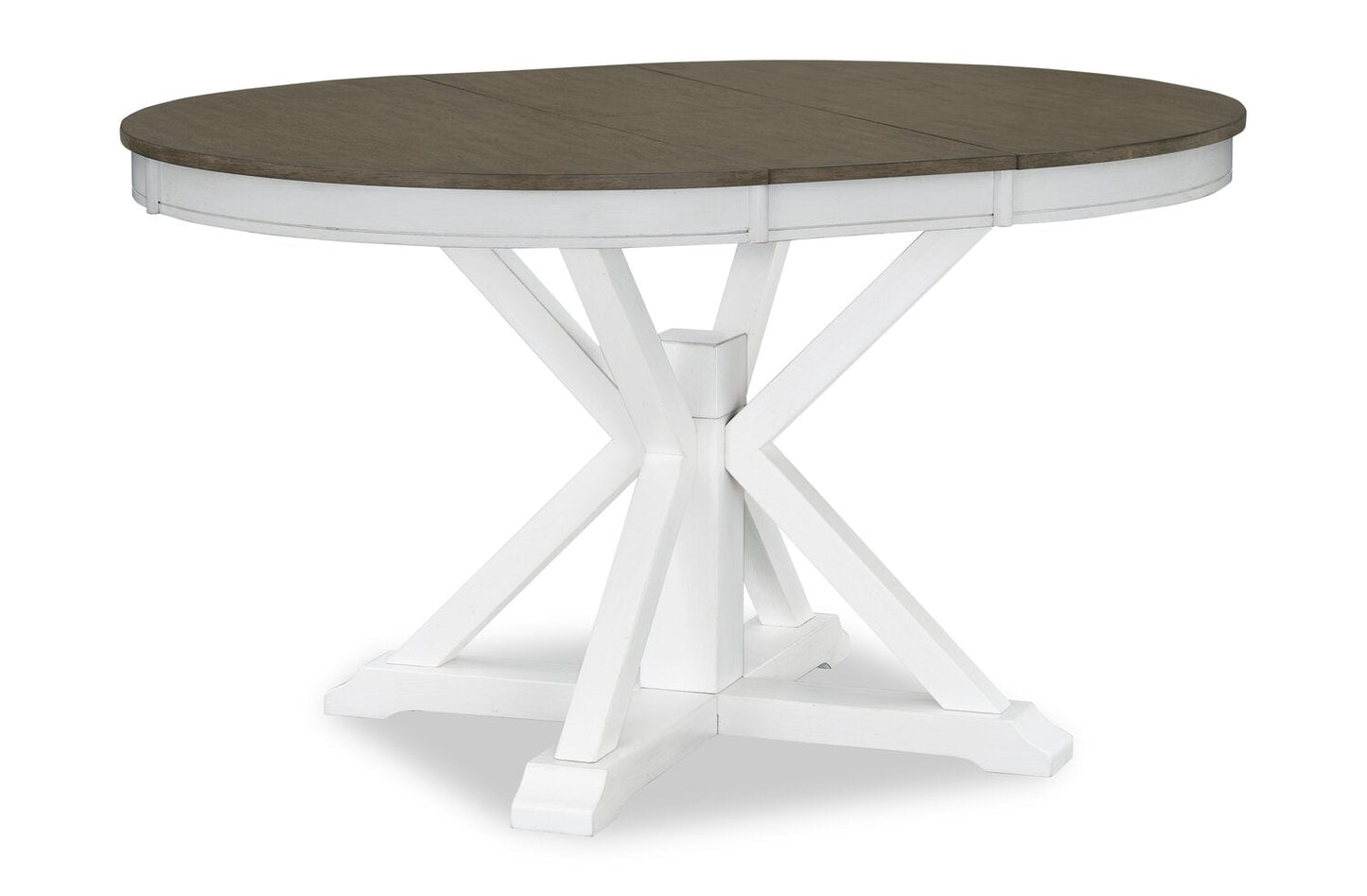 Brook Dining Table with 42-54"W Extension, Round - White/Brown | Table de salle à manger ronde Brook de 42 po à 54 po (L) avec rallonge - blanche et brune
