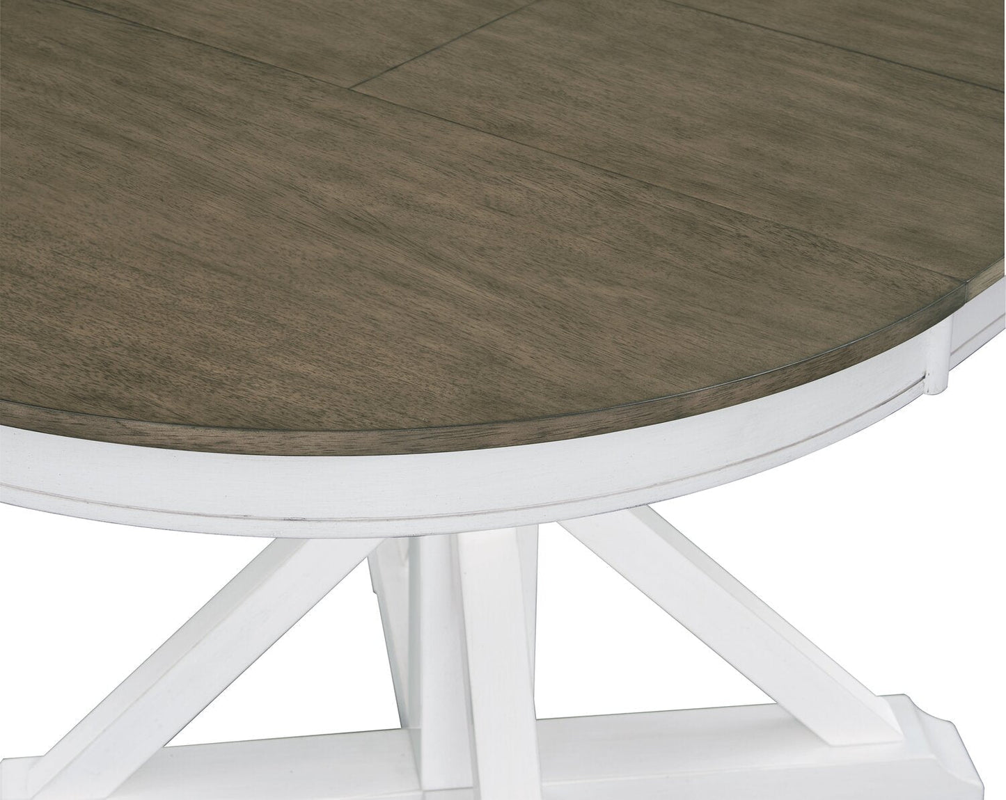 Brook Dining Table with 42-54"W Extension, Round - White/Brown | Table de salle à manger ronde Brook de 42 po à 54 po (L) avec rallonge - blanche et brune