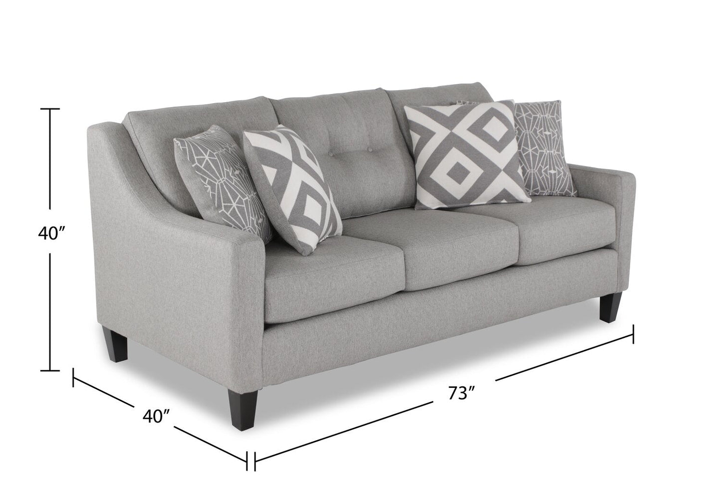Made in Canada Cindy Crawford Home Kylie 78" Linen-Look Sofa with Wood Legs - Zeus Grey | Sofa Kylie de Cindy Crawford Home de 78 po fabriqué au Canada en tissu d’apparence lin avec pattes en bois - gris Zeus