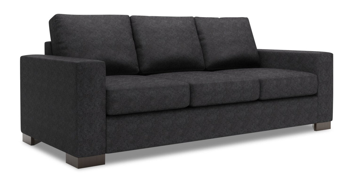 Made in Canada Customizable Sofa Lab Track 85" Chenille Fabric Sofa with Track Arms - Luxury Charcoal Grey | Sofa Track de Sofa Lab de 85 po fabriqué au Canada en tissu de chenille avec accoudoirs rectilignes - gris Luxury Charcoal | TR102993