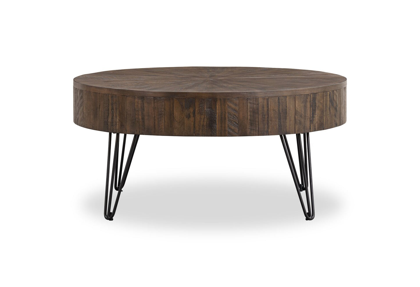Kort & Co. Sol 38” Rustic Round Solid Pine Wood Coffee Table - Brown | Table à café ronde rustique Sol de Kort & Co. de 38 po en pin massif - brune