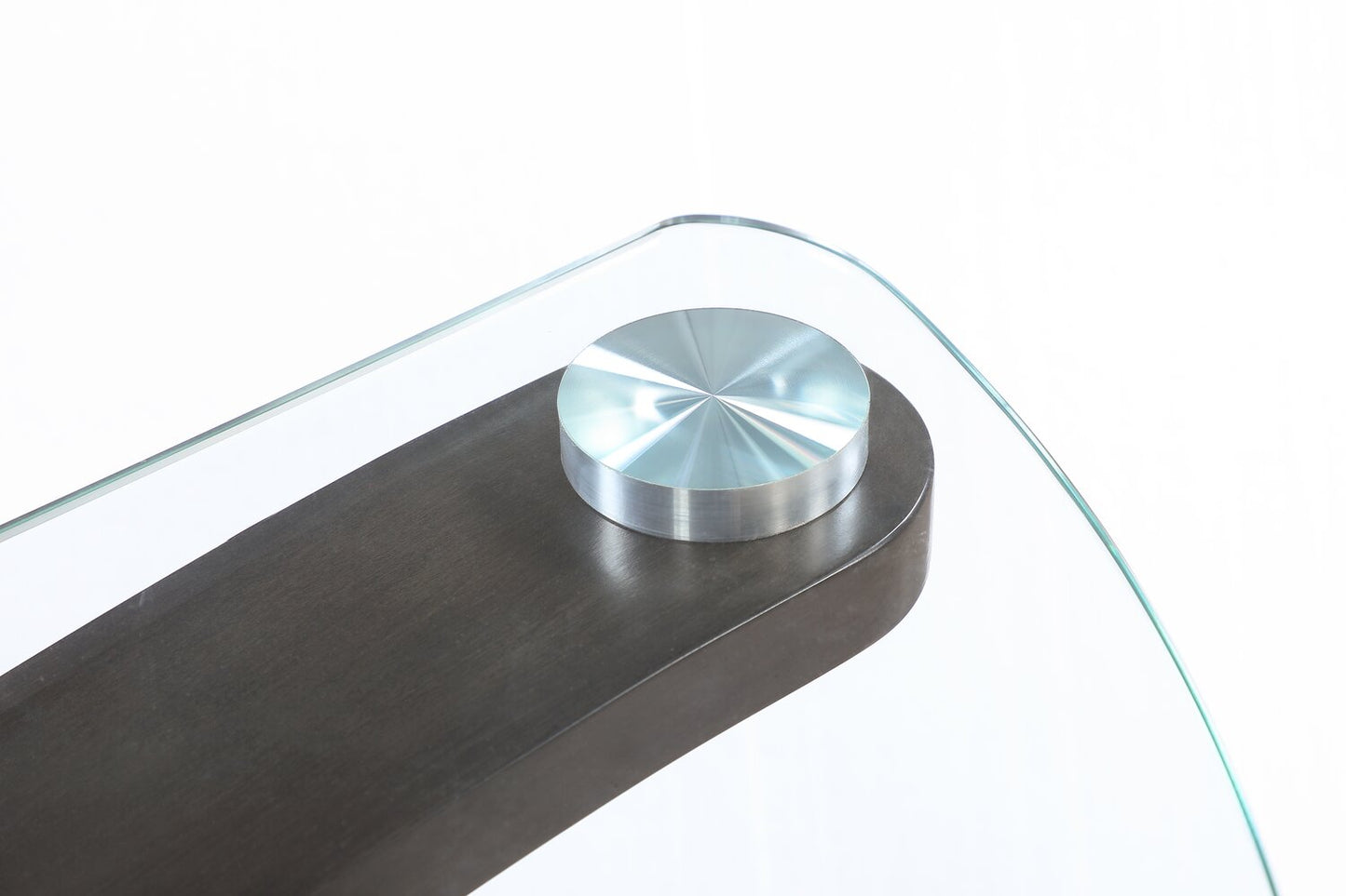 Jorja 34.75" Modern Glass Top Coffee Table - Brown with Bentwoood Legs|Table à café moderne Jorja de 34,75 po avec dessus en verre - brune avec pattes en bois cintré