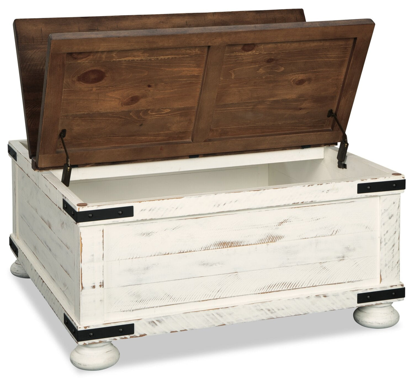Benjy 36" Rustic Coffee Table Trunk with Storage - Two Tone Wood|Table à café coffre rustique Benjy de 36 po avec rangement - bois deux teintes