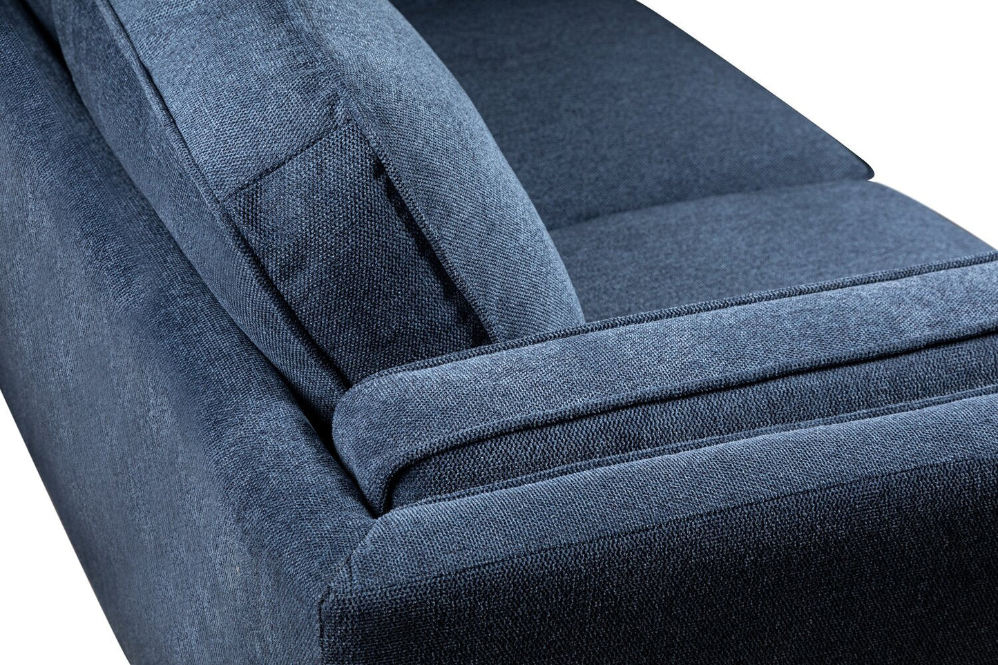 Kort & Co. Kassia 90.6" Linen-Look Fabric Sofa with Wood Base and Legs - Blue | Sofa Kassia de Kort & Co. de 90,6 po en tissu d’apparence lin avec base et pattes en bois - bleu