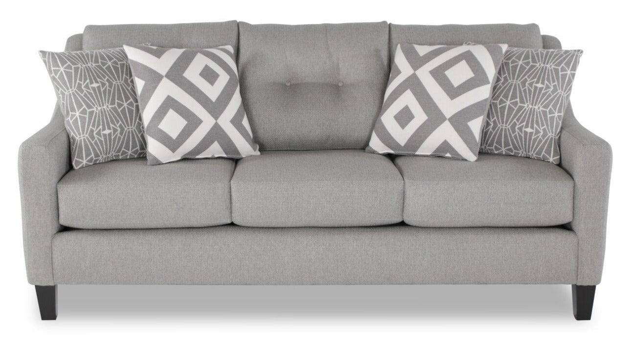 Made in Canada Cindy Crawford Home Kylie 78" Linen-Look Sofa with Wood Legs - Zeus Grey | Sofa Kylie de Cindy Crawford Home de 78 po fabriqué au Canada en tissu d’apparence lin avec pattes en bois - gris Zeus