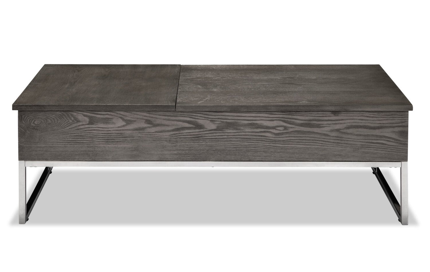 Echo 47.25" Modern Lift Top Coffee Table with Storage - Brown with Silver Metal Legs|Table à café moderne Echo de 47,25 po avec dessus relevable et rangement - brune avec pattes en métal argenté