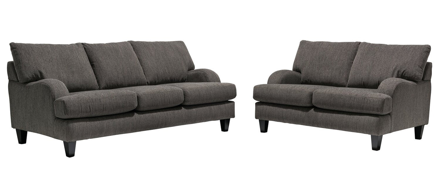 Made in Canada Nofia 80" Chenille Fabric Sofa with Two Accent Pillows and Wood Legs - Charcoal Grey | Sofa Nofia de 80 po fabriqué au Canada en tissu de chenille avec 2 coussins décoratifs et pattes en bois - gris anthracite