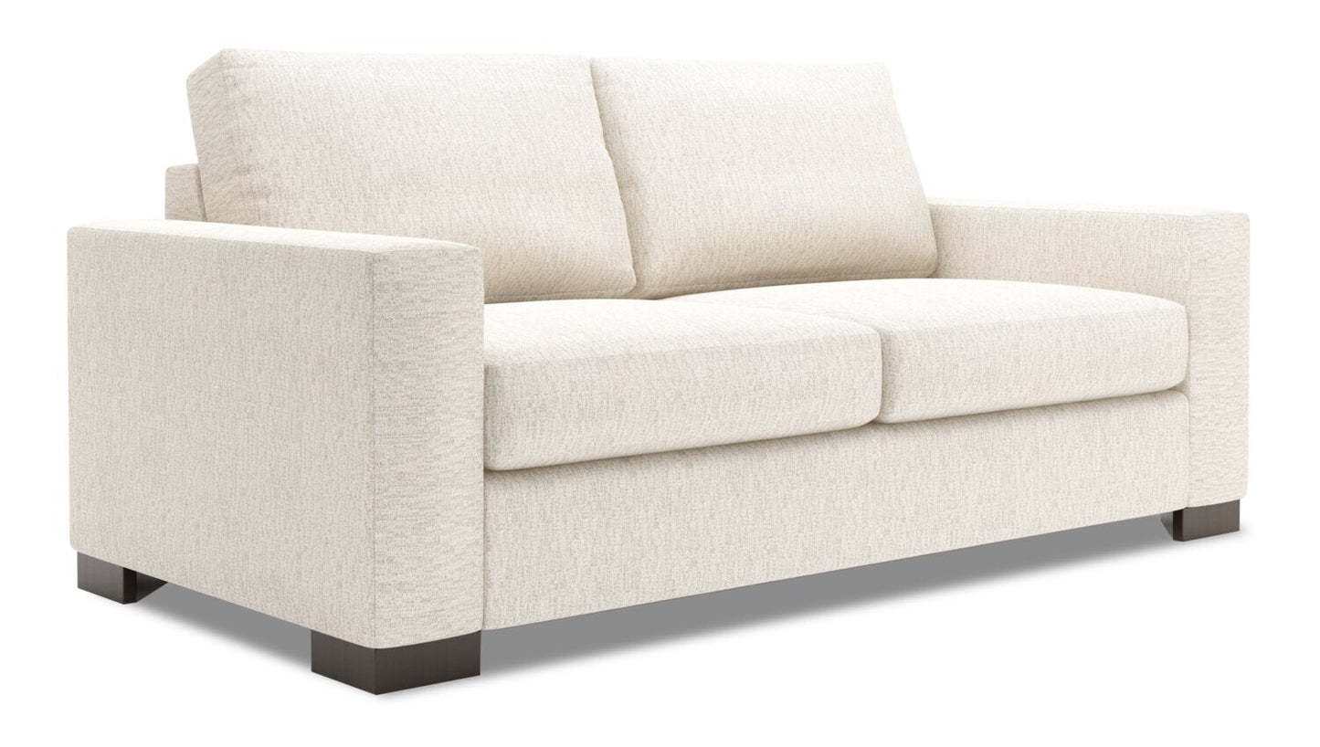 Made in Canada Customizable Sofa Lab Track 75" Chenille Fabric Condo Size Sofa with Track Arms - Luxury Sand Beige | Sofa Track de Sofa Lab de 75 po de format condo fabriqué au Canada en tissu de chenille - beige Luxury Sand | TR093093