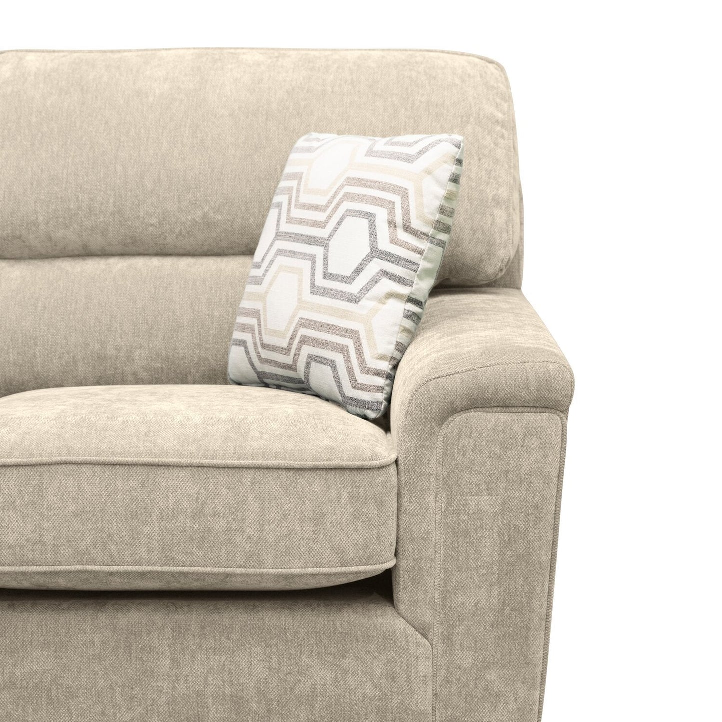 Lyric 88.1" Chenille Fabric Sofa with Reversible Seat Cushions, Accent Pillows and Wood Legs - Taupe | Sofa Lyric de 88,1 po en tissu de chenille avec coussins de siège réversibles, coussins décoratifs et pattes en bois - taupe