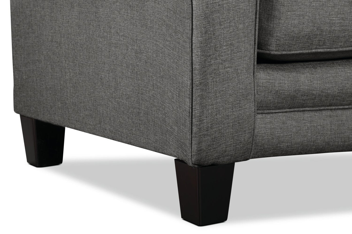 Made in Canada Tula 88" Fabric Sofa with Rolled Arms and Accent Pillows - Steel Grey | Sofa Tula de 88 po fabriqué au Canada en tissu avec accoudoirs enroulés et coussins décoratifs - gris acier