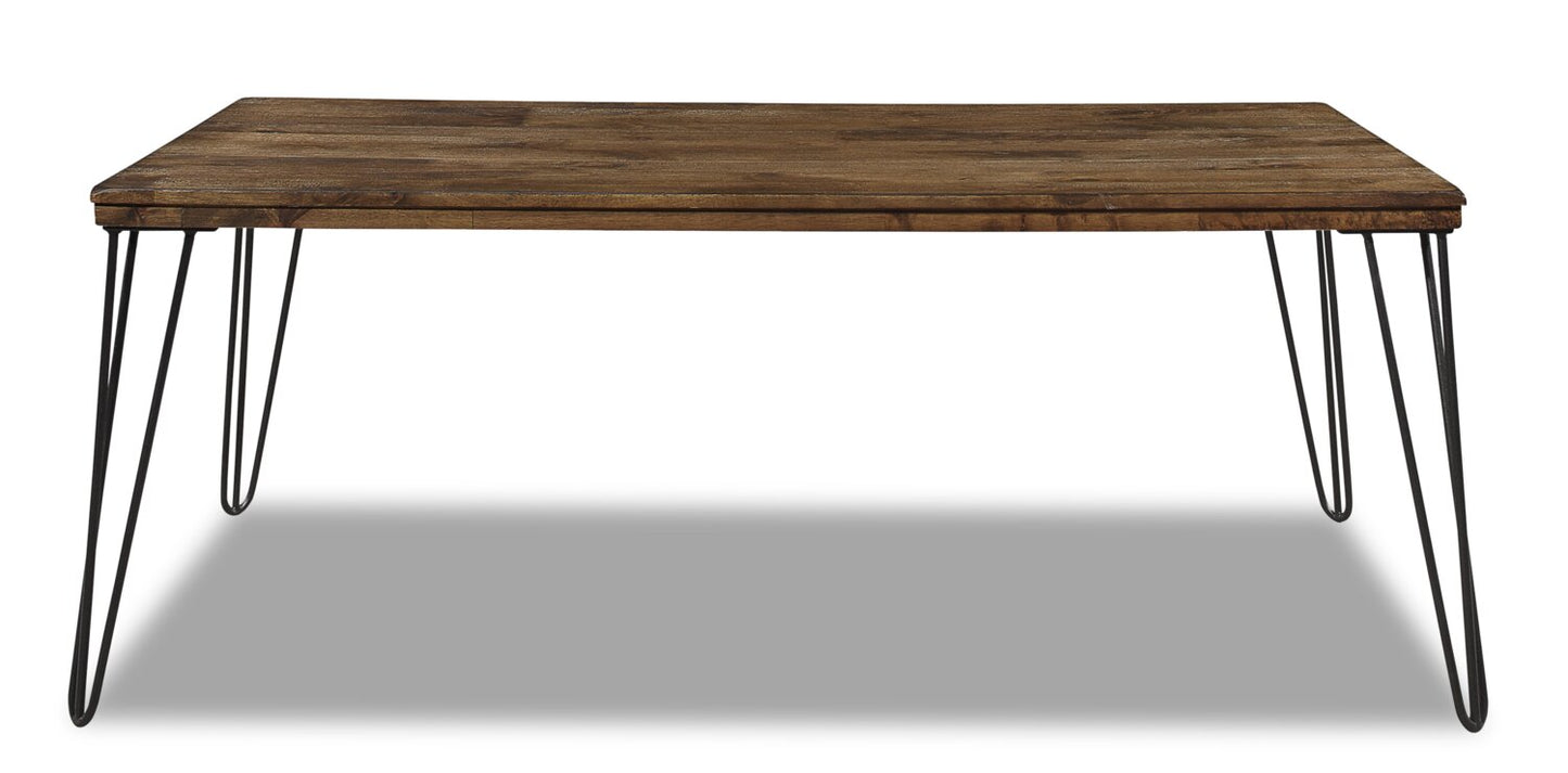 Woodland 23.4" Rustic Coffee Table - Brown Oak Finish with Metal Legs|Table à café rustique Woodland de 23,4 po - fini chêne brun avec pattes en métal