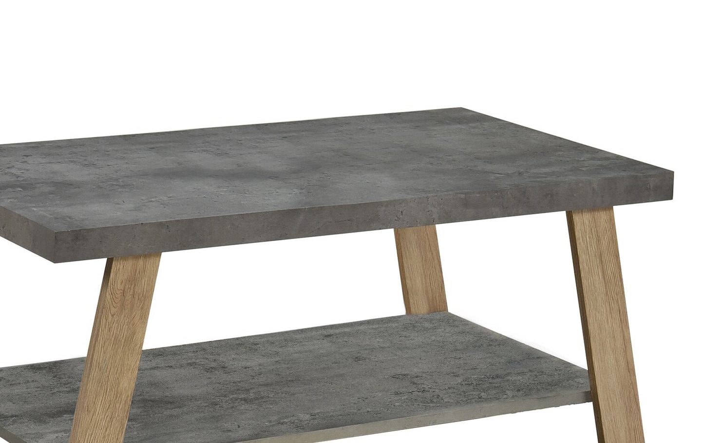 Kelly 43.3" Modern Coffee Table with Shelf - Grey Stone Top with Light Wood Legs|Table à café moderne Kelly de 43,3 po avec tablette - dessus en pierre grise avec pattes en bois clair