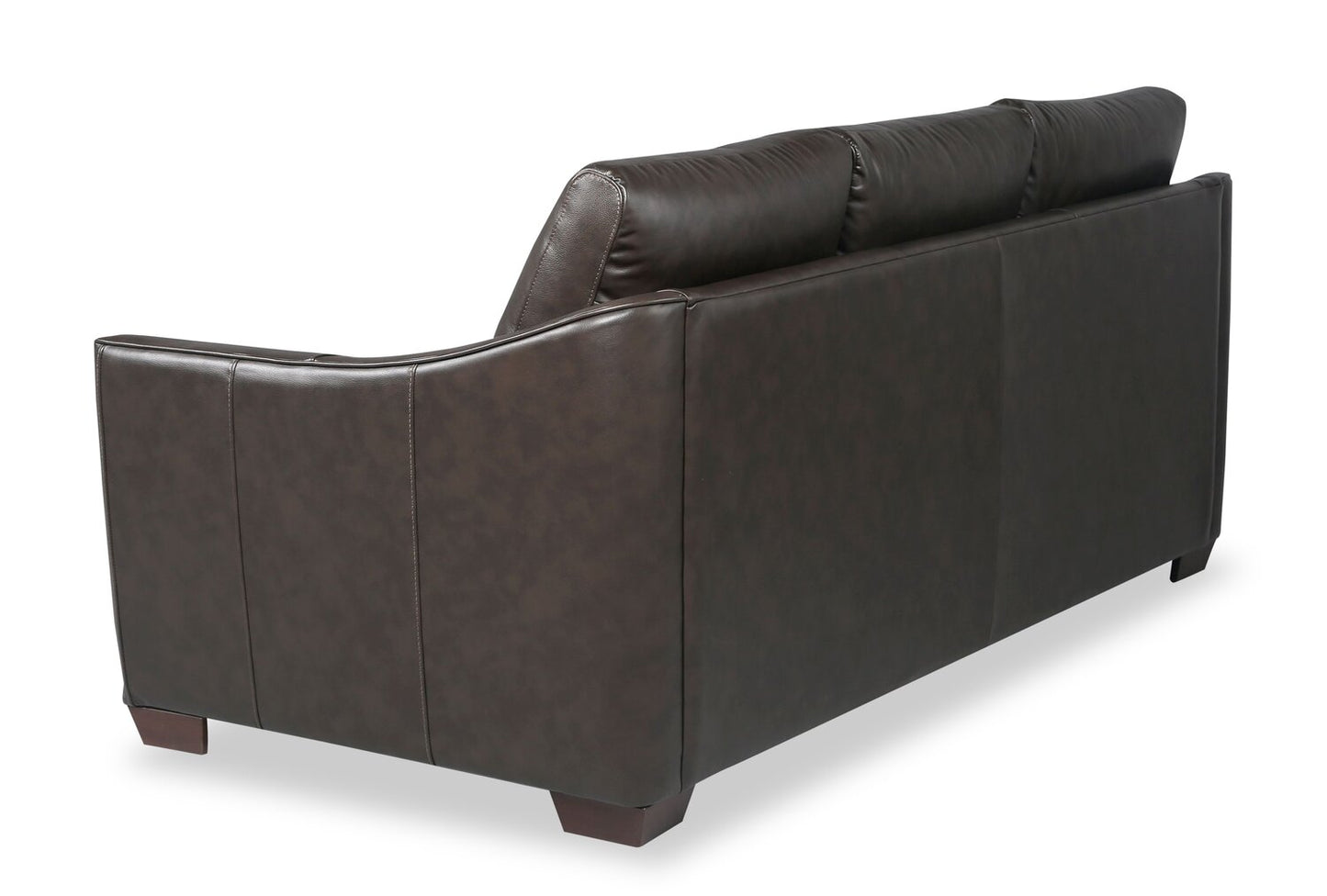 Cindy Crawford Home Royce 84" Genuine Leather Sofa with Removable Cushions and Wood Legs - Chocolate Brown | Sofa Royce de Cindy Crawford Home de 84 po en cuir véritable avec coussins amovibles et pattes en bois - brun chocolat