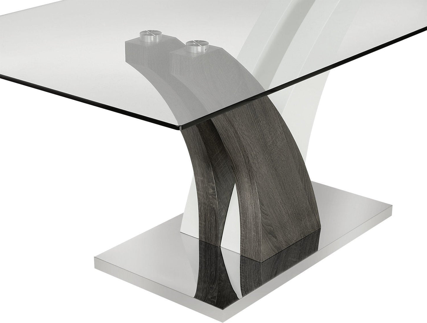 Tuxedo Dining Table with Glass Top, Pedestal Base, 72"W - Grey & White | Table de salle à manger Tuxedo de 72 po (L) avec dessus en verre et base piédestal - grise et blanche