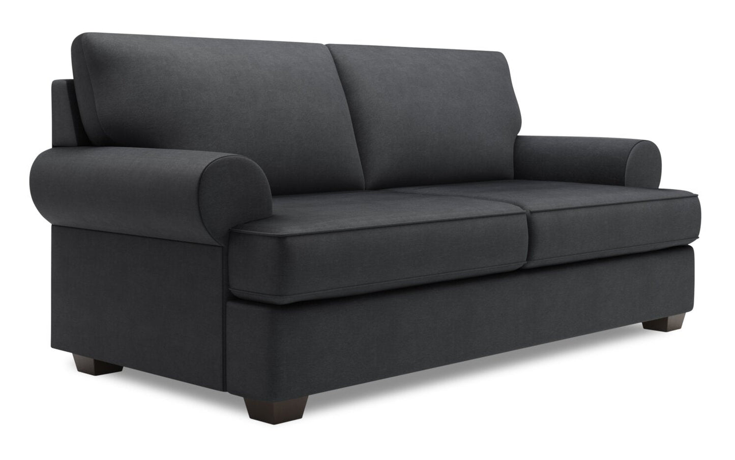 Made in Canada Customizable Sofa Lab Roll 76" Linen-Look Fabric Condo Size Sofa with Rolled Arms - Pax Pepper Grey | Sofa Roll de Sofa Lab de 76 po de format condo fabriqué au Canada en tissu d’apparence lin - gris Pax Pepper | RO092949