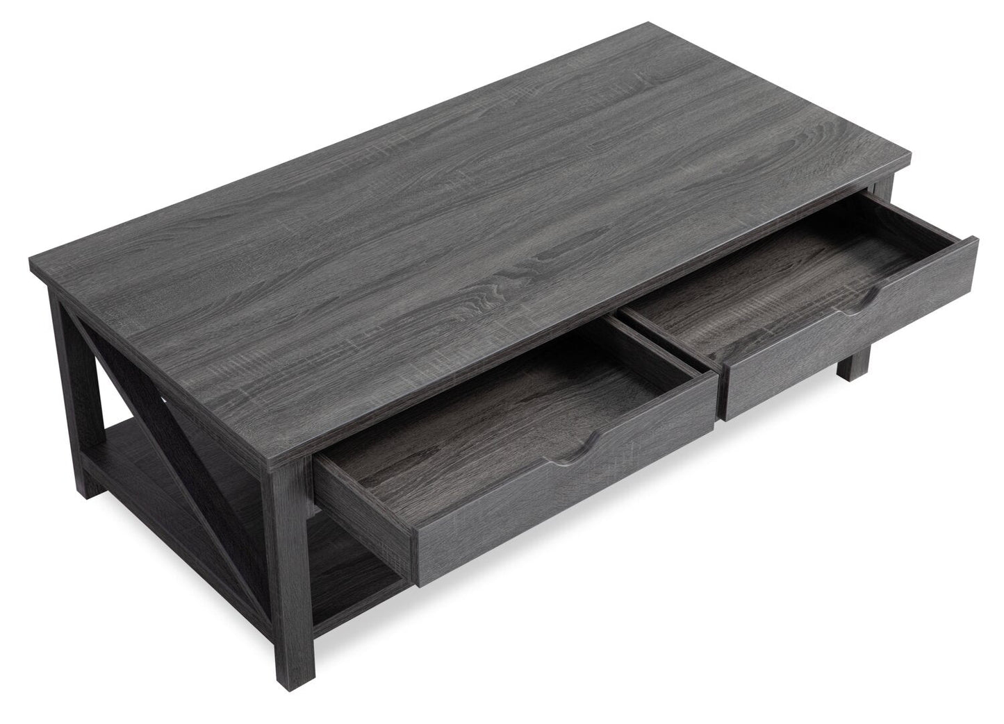Jake 47.25" Rustic 2-Pack Coffee + End Table with Storage and Shelf - Distressed Grey |2 tables à café rustiques Jake de 47,25 po avec rangement et tablette - gris vieilli