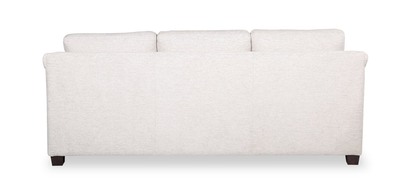Mallie 84" Chenille Fabric Sofa with Rolled Arms and Wood Legs - Shell White | Sofa Mallie de 84 po en tissu de chenille avec accoudoirs enroulés et pattes en bois - blanc coquillage