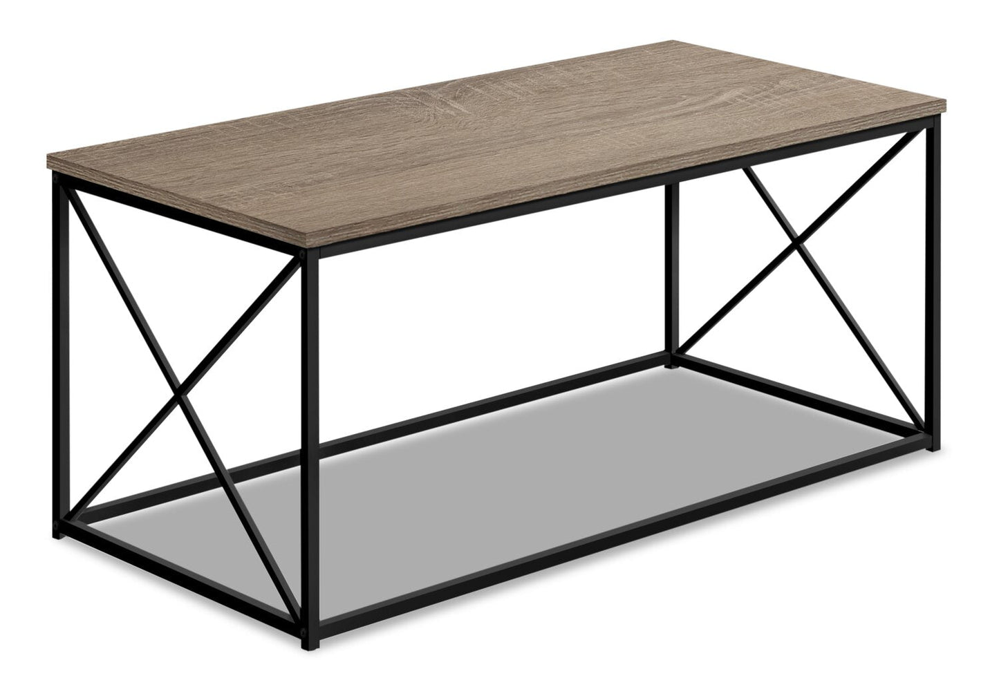 Millie 40.5" Modern Coffee Table - Taupe with Black Metal Base|Table à café moderne Millie de 40,5 po - taupe avec base en métal noir