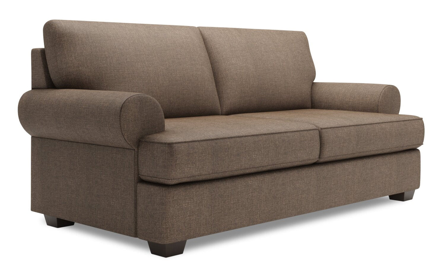 Made in Canada Customizable Sofa Lab Roll 76" Linen-Look Fabric Condo Size Sofa with Rolled Arms - Luna Praline Brown | Sofa Roll de Sofa Lab de 76 po de format condo fabriqué au Canada en tissu d’apparence lin - brun Luna Praline | RO092591