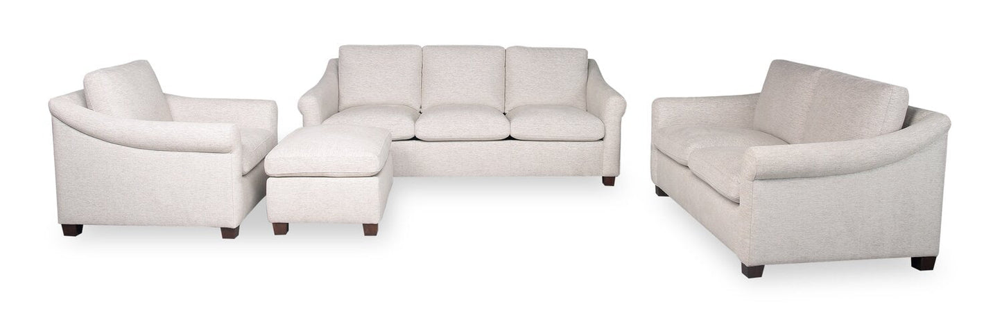 Mallie 84" Chenille Fabric Sofa with Rolled Arms and Wood Legs - Shell White | Sofa Mallie de 84 po en tissu de chenille avec accoudoirs enroulés et pattes en bois - blanc coquillage