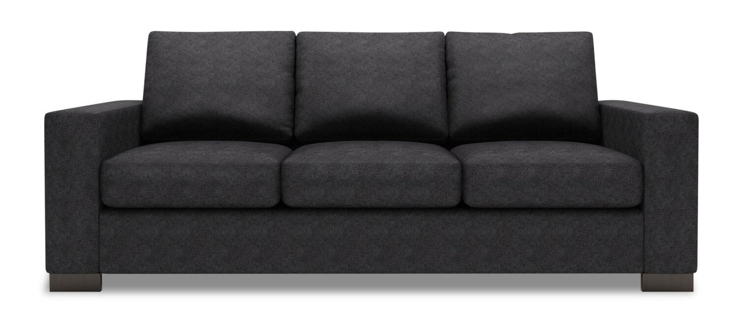 Made in Canada Customizable Sofa Lab Track 85" Chenille Fabric Sofa with Track Arms - Luxury Charcoal Grey | Sofa Track de Sofa Lab de 85 po fabriqué au Canada en tissu de chenille avec accoudoirs rectilignes - gris Luxury Charcoal | TR102993