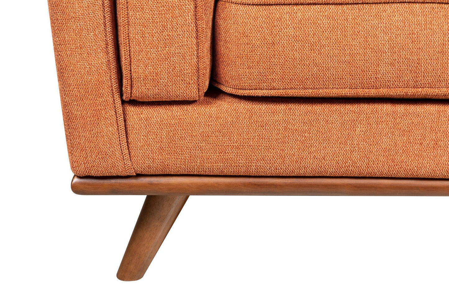 Kort & Co. Kassia 90.6" Linen-Look Fabric Sofa with Wood Base and Legs - Orange | Sofa Kassia de Kort & Co. de 90,6 po en tissu d’apparence lin avec base et pattes en bois - orange