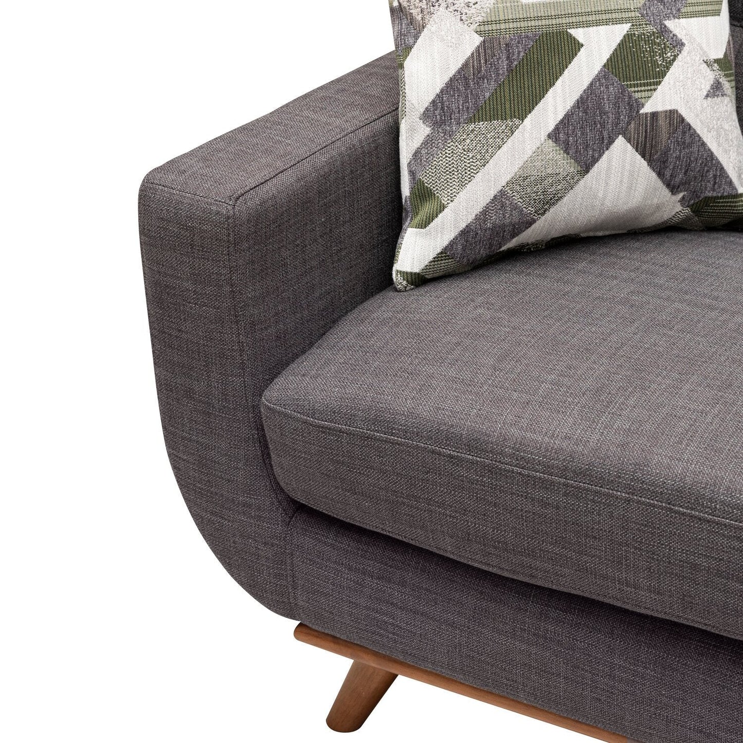Kort & Co. Freeman 80” Linen-Look Fabric Condo Size Sofa with Wood Legs - Charcoal Grey | Sofa Freeman de Kort & Co. de 80 po de format condo en tissu d’apparence lin avec base et pattes en bois - gris anthracite
