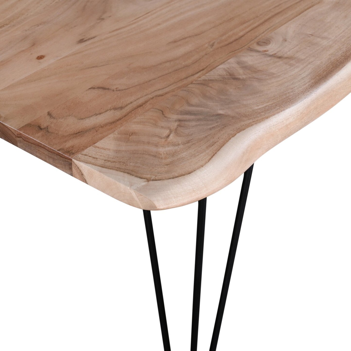 Miya Dining Table with Live Edge, Acacia Wood, Metal, 60"W - Natural | Table de salle à manger Miya de 60 po (L) en acacia et métal avec bordures Live Edge - naturelle