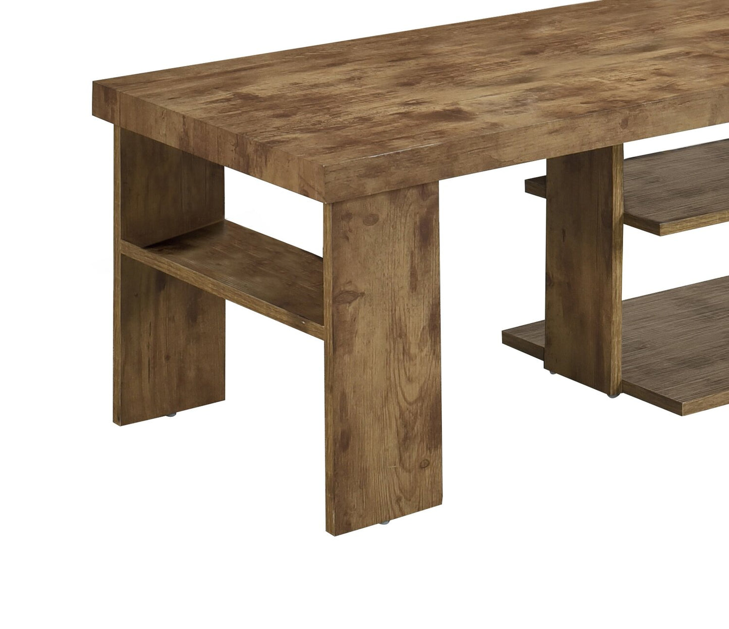 Devon 43.3" Rustic Coffee Table with Shelf - Light Pine Finish Wood|Table à café rustique Devon de 43,3 po avec tablette - bois au fini pin clair
