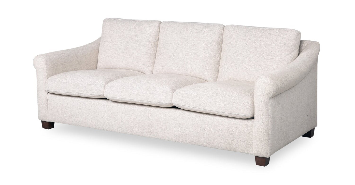 Mallie 84" Chenille Fabric Sofa with Rolled Arms and Wood Legs - Shell White | Sofa Mallie de 84 po en tissu de chenille avec accoudoirs enroulés et pattes en bois - blanc coquillage