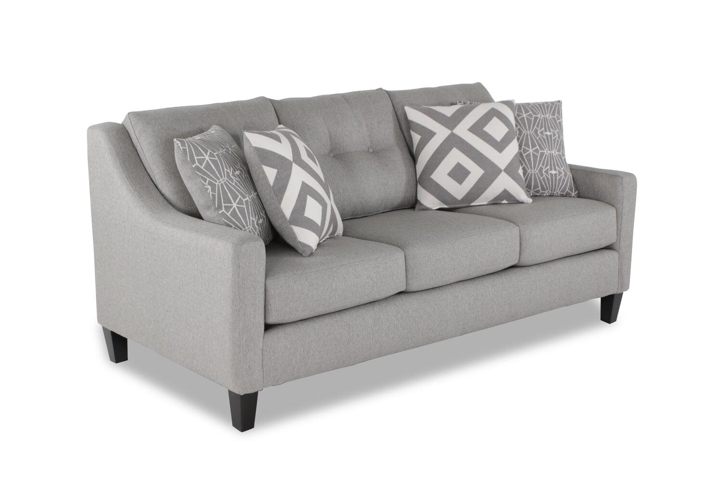Made in Canada Cindy Crawford Home Kylie 78" Linen-Look Sofa with Wood Legs - Zeus Grey | Sofa Kylie de Cindy Crawford Home de 78 po fabriqué au Canada en tissu d’apparence lin avec pattes en bois - gris Zeus