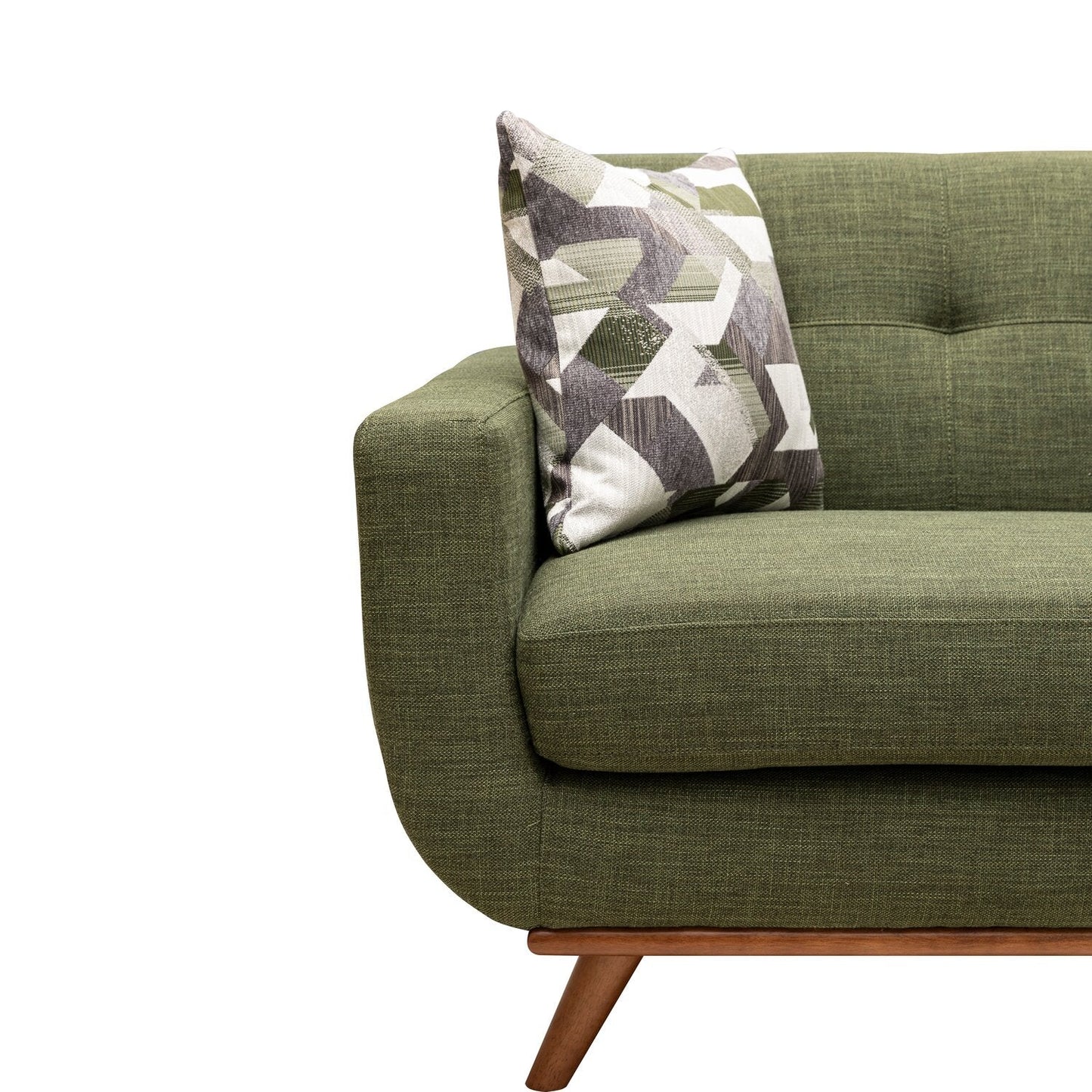 Kort & Co. Freeman 80” Linen-Look Fabric Condo Size Sofa with Wood Legs - Avocado Green | Sofa Freeman de Kort & Co. de 80 po de format condo en tissu d’apparence lin avec base et pattes en bois - vert avocat