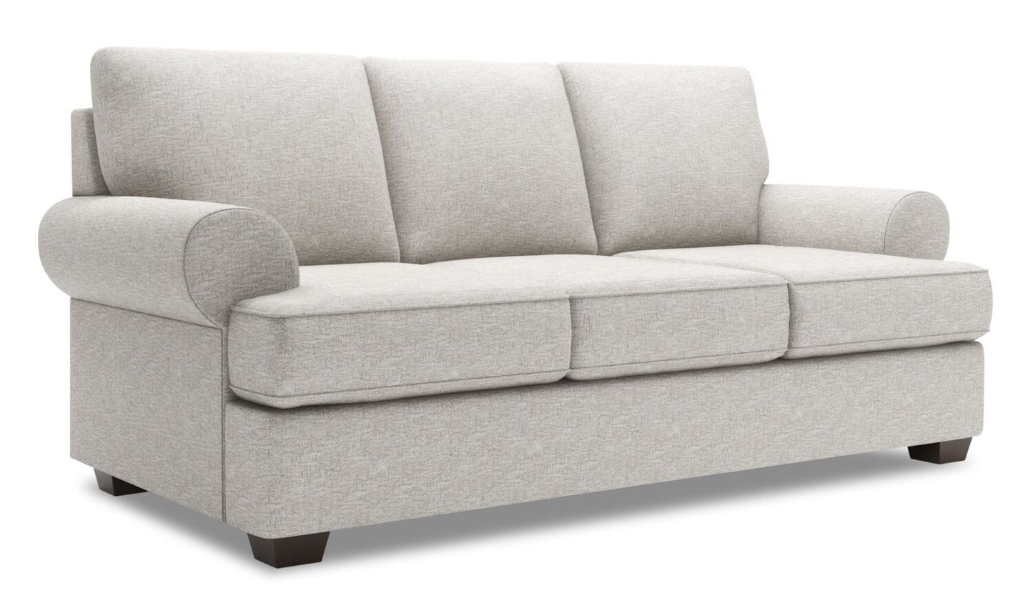 Made in Canada Customizable Sofa Lab Roll 86" Chenille Fabric Sofa with Rolled Arms - Luxury Silver | Sofa Roll de Sofa Lab de 86 po fabriqué au Canada en tissu de chenille avec accoudoirs enroulés - argenté Luxury Silver | RO102793