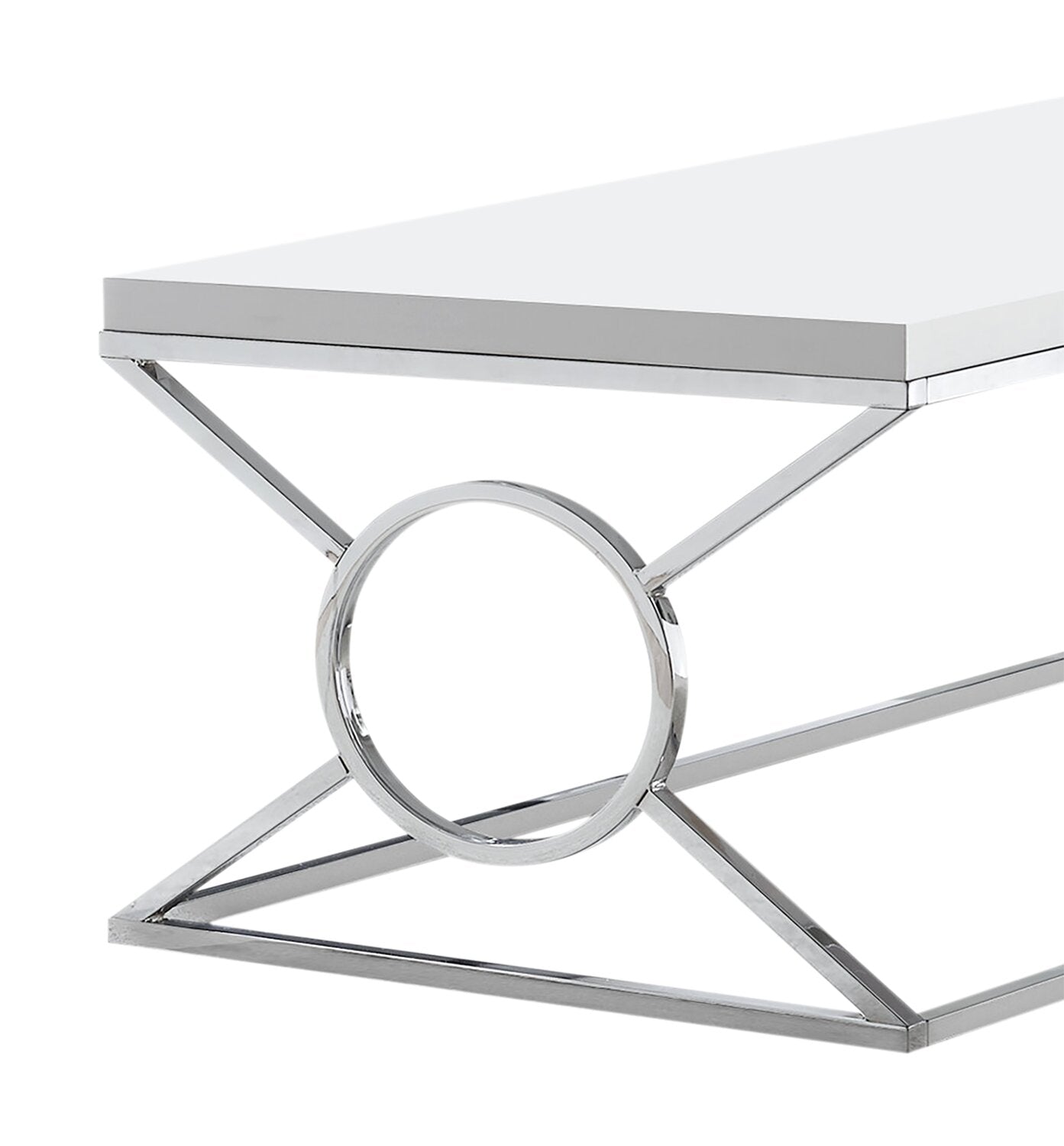 Shea 44" Glam Coffee Table - White with Chrome Metal Base|Table à café somptueuse Shea de 44 po - blanche avec base en métal chromé