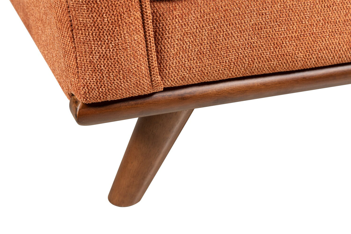 Kort & Co. Kassia 90.6" Linen-Look Fabric Sofa with Wood Base and Legs - Orange | Sofa Kassia de Kort & Co. de 90,6 po en tissu d’apparence lin avec base et pattes en bois - orange