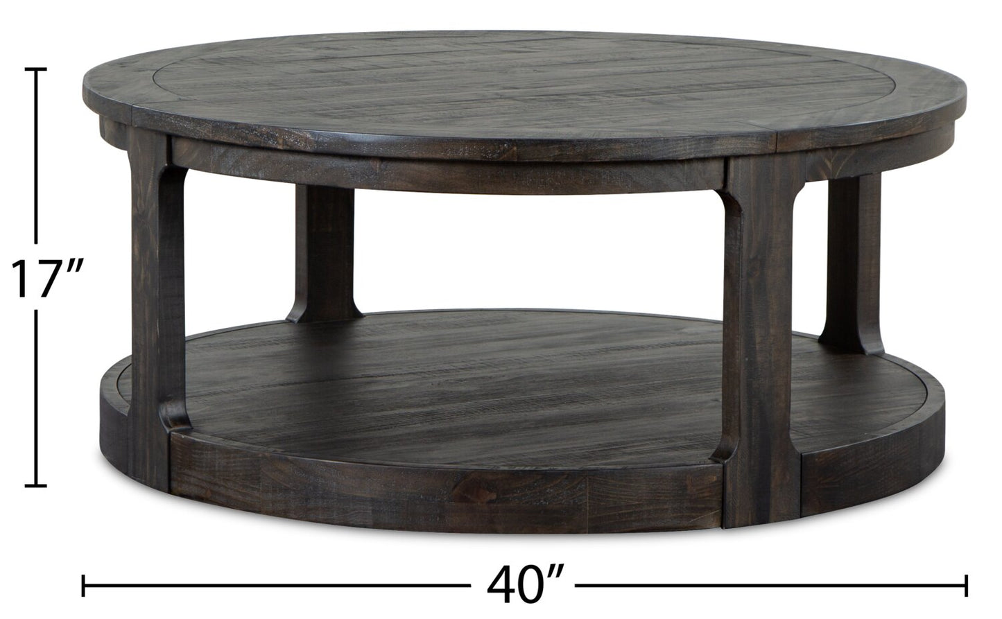 Axl 40" Traditional Round Coffee Table with Shelf - Dark Grey-Brown Wood|Table à café ronde traditionnelle Axl de 40 po avec tablette - bois gris-brun foncé