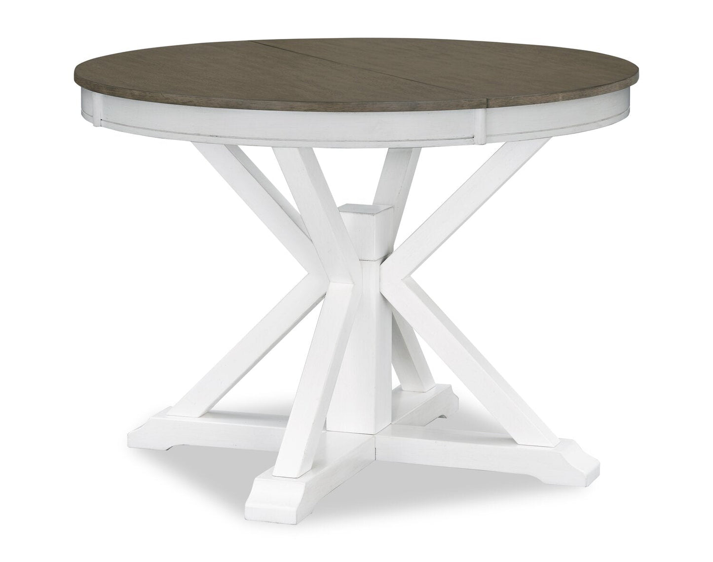 Brook Dining Table with 42-54"W Extension, Round - White/Brown | Table de salle à manger ronde Brook de 42 po à 54 po (L) avec rallonge - blanche et brune
