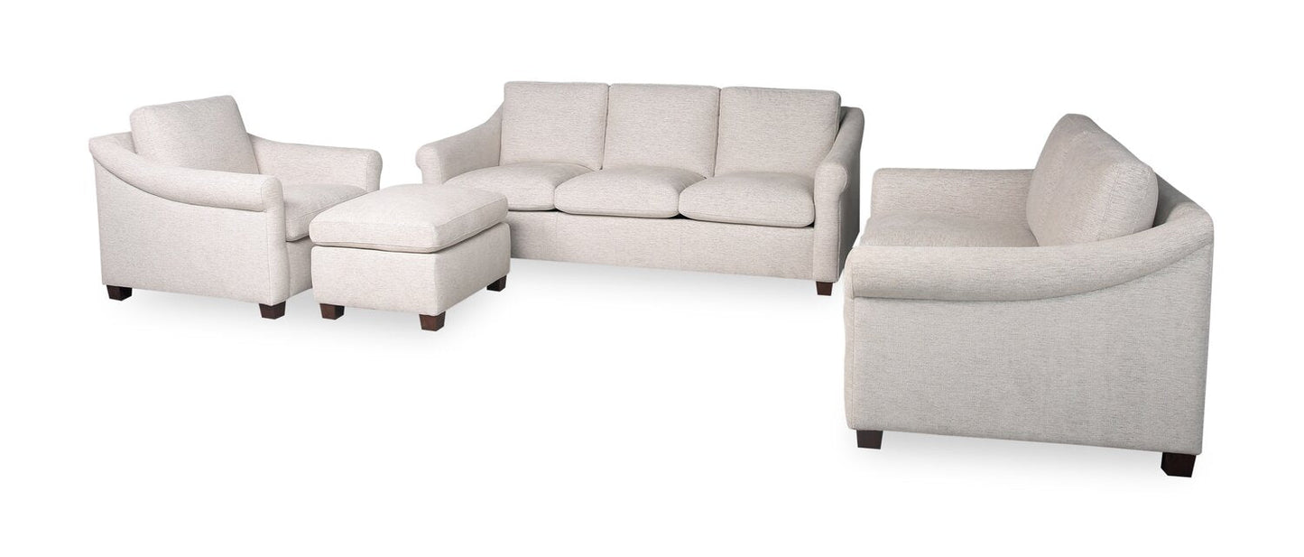 Mallie 84" Chenille Fabric Sofa with Rolled Arms and Wood Legs - Shell White | Sofa Mallie de 84 po en tissu de chenille avec accoudoirs enroulés et pattes en bois - blanc coquillage